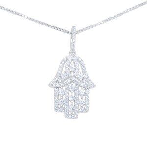 925 Sterling Silver Hamsa Necklace - Evil Eye
